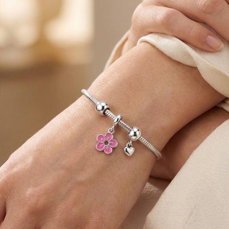 BERLOQUE FLOR ROSA DE PRATA 925